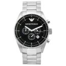 Emporio Armani Men's Sportivo Black Dial Stainless Steel Chronograph Watch - AR0585